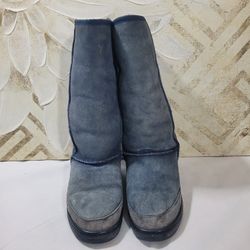 Vintage Original UGG Australia Boots Size 10 Blue Tall Unisex UGGs Sheepskin Shoes
