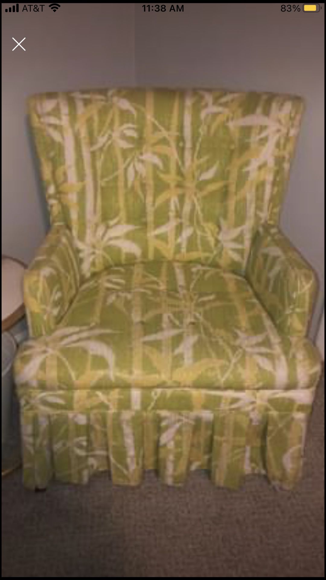 Vintage green and yellow print chair
