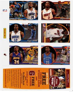 2010-11 Panini NBA Sticker Sheet Kobe Lebron Durant Wade Howard