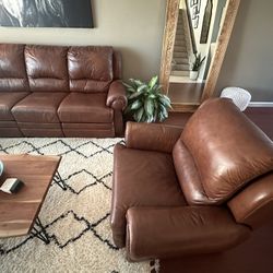 Leather La-Z-boy Couch Reclining Sofa And Reclining chair
