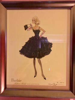 5 Framed Barbie Fashion Prints