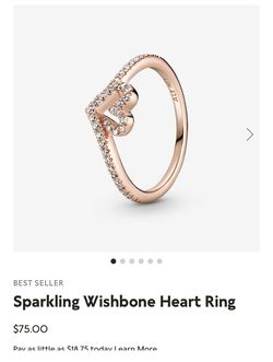 Pandora Sparkling Wishbone Heart Ring