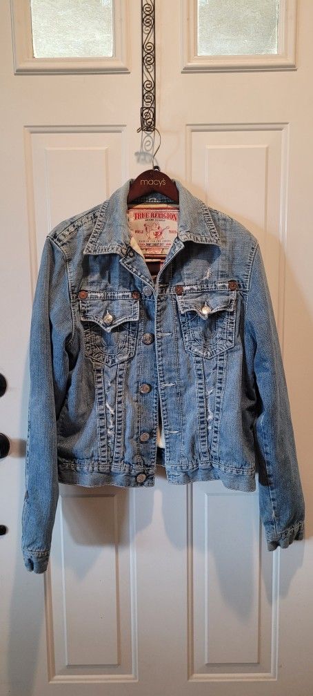 True Religion Sweater Lined Denim Jean Jacket Large