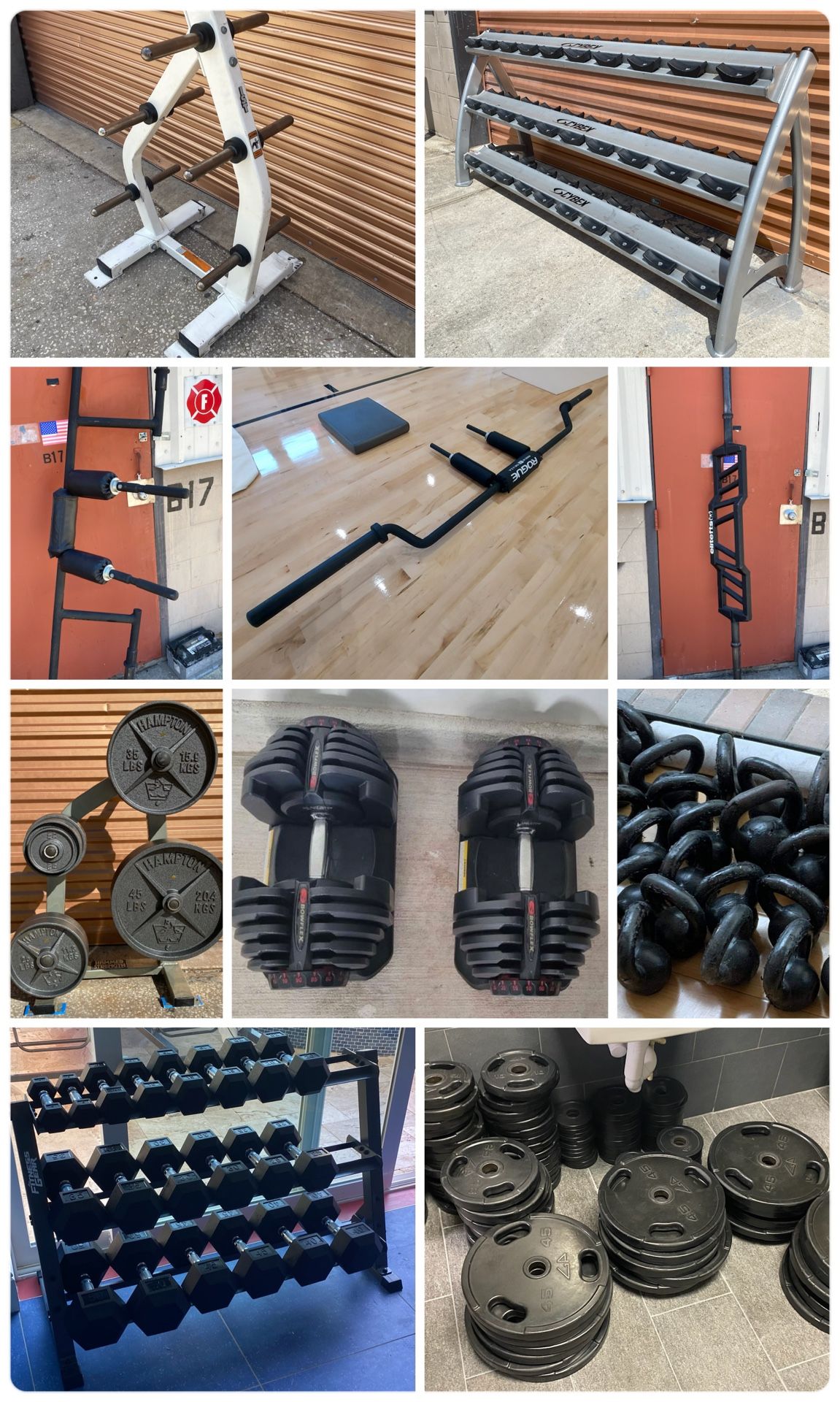 Tons Of Metal & Rubber Coated Olympic Weight Plates, Dumbbells, Bars / Barbells, Racks