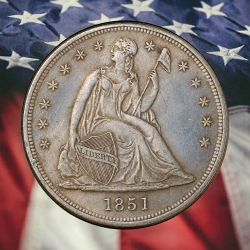 1851 Seated Liberty Dollar Silver Plated Novelty Coin - Cir