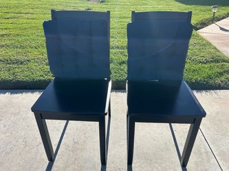 Set of 2 Black Wood Dining Chairs