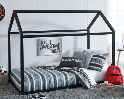 BLACK TWIN HOUSE BED FRAME