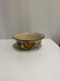 Tabletops Gallery Francesca Hand-Painted Fruit Motif Ceramic Serving Bowl