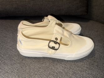 Vans Style 93 Mary Jane Canvas Buckle Shoes Cream Off White Womens Size 6.5 New