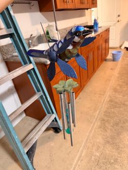 Blue Jay Wind Chime with Metal Tubes