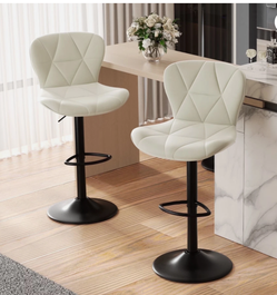 Brand New White Adjustable Swivel Bar Stools – Set of 2