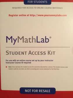 Sealed mymathlab access code for online course