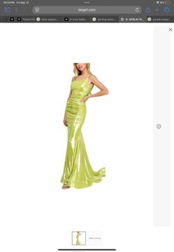 B. DARLIN Womens Metallic One Shoulder Evening Gown Dress