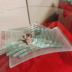 Shimmering  Silver Tone Stainless Steel Belt Buckle Ring