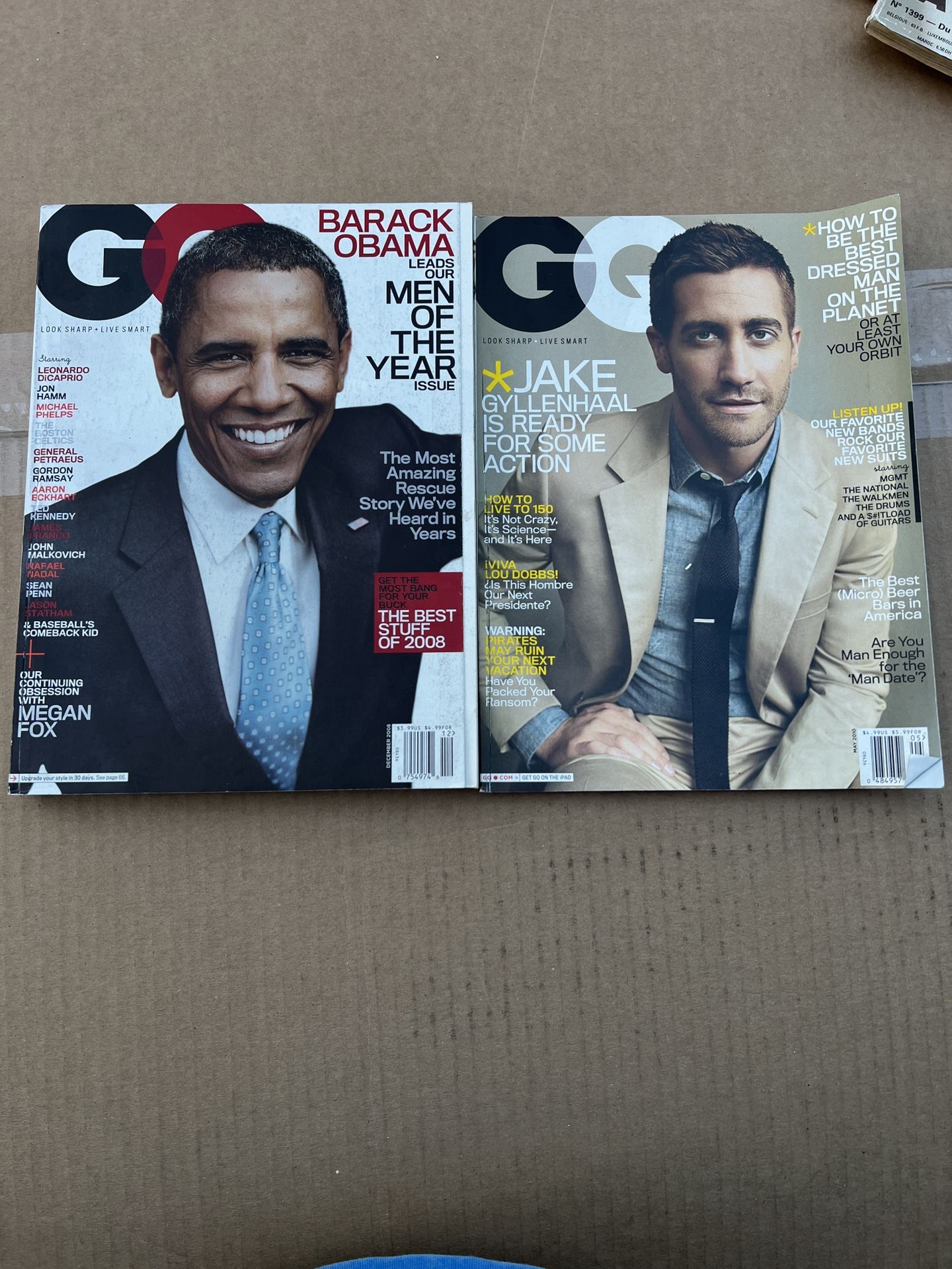 Lot of 2 GQ Magazine May 2010 Jake Gyllenhaal, December 2008 Barack Obama