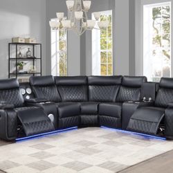 RECLINER SECTIONAL WITH LED , SPEAKER AND CUP HOLDERS 