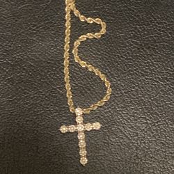 10k Gold Cross Diamonds Chain 