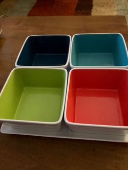 Stoneware 4-Piece Serving Bowl Set with Tray