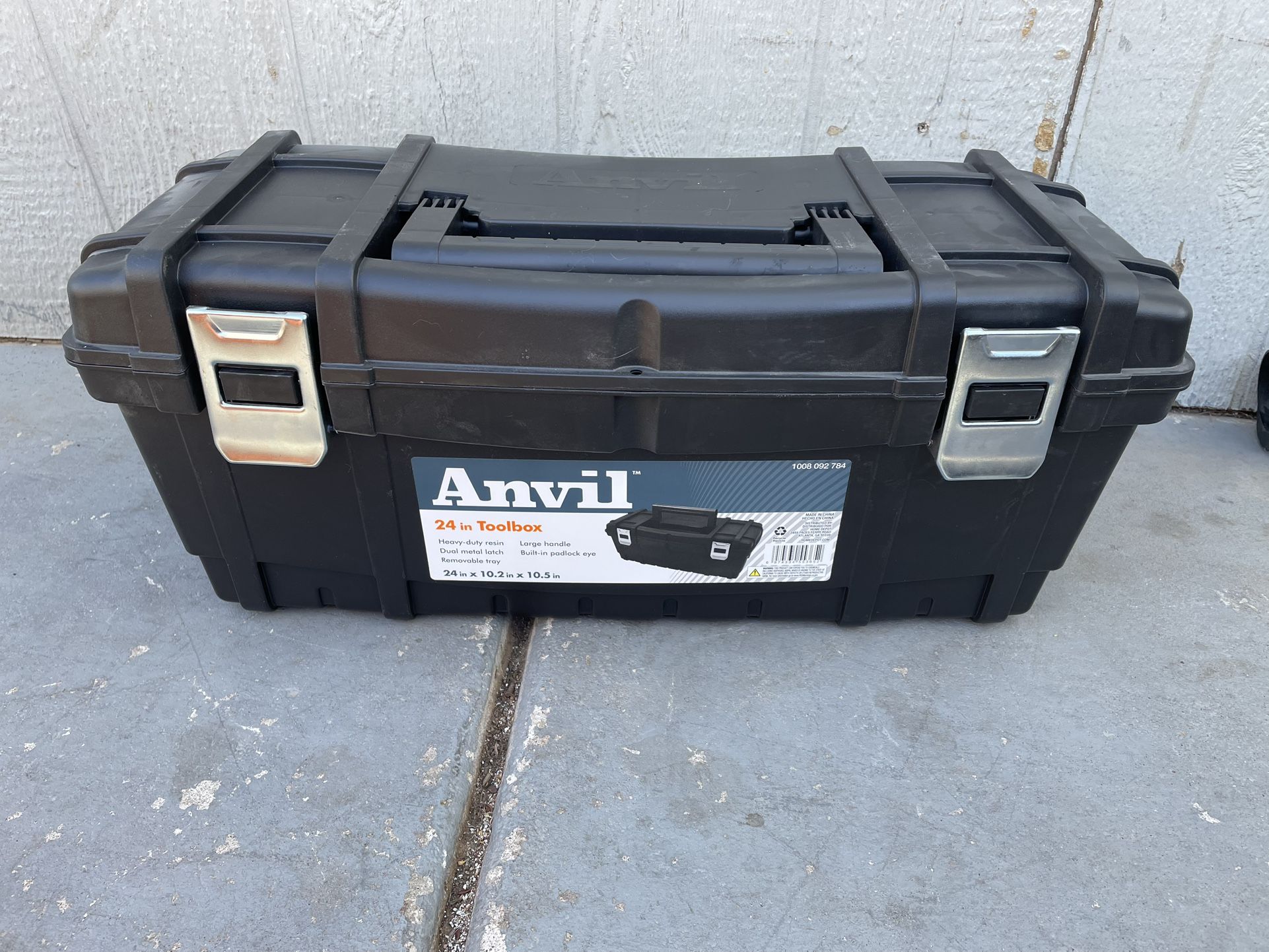 Anvil 24 in. Black Plastic Tool Box