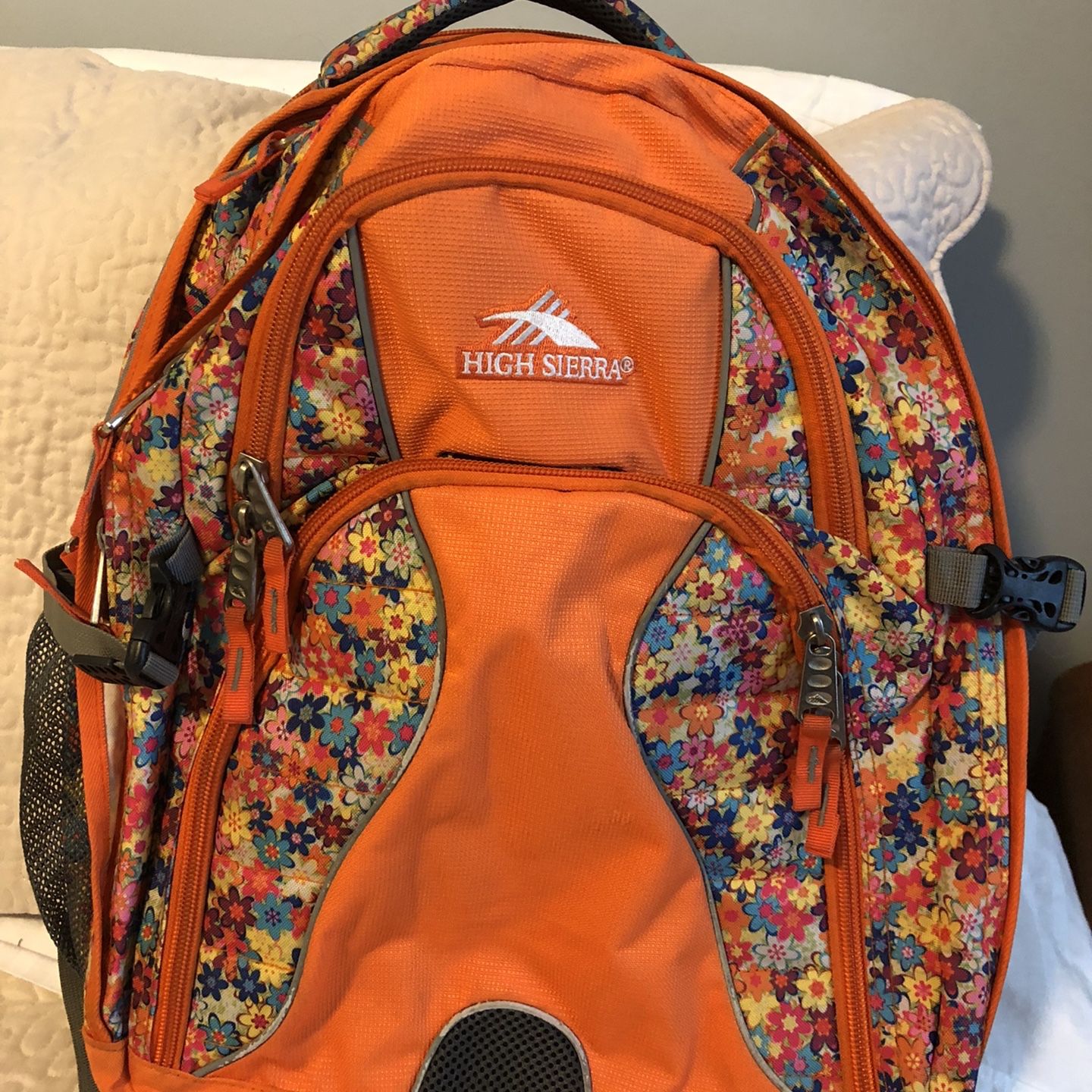 High Sierra Orange Floral Suspension Strap Backpack In Great