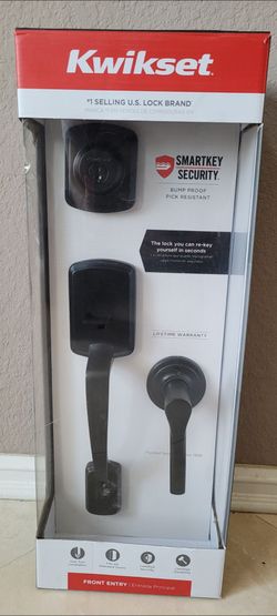 Kwikset Matte black front door lock handle