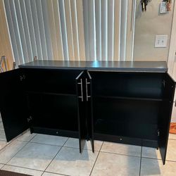 Pair Of Black Cabinets With Shelves- 32”Lx17”Wx36”H