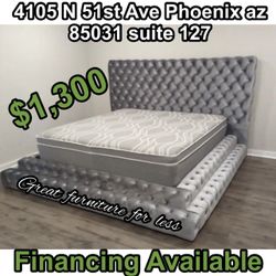 Queen Size Bed Frame With Pillow Top Mattress Brand New