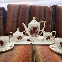 Baum Brothers Formalities Special Occasions Rose Collection Coffee pot Set 8Pc