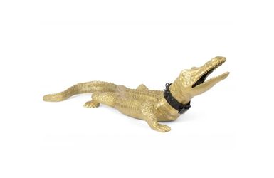 Bold Monkey "So You Think You’re A Star" Golden Crocodile Statue XXL – Glam Statement Decor