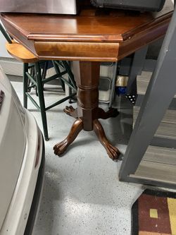 Nice Oak Checker Table Top And 2 High Chairs 