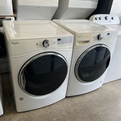 Used Whirlpool Washer And Gas Dryer Stackable White Big Capacity 