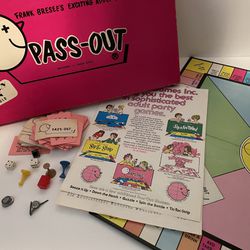 Vintage Pass Out Board Game Complete, Instructions 1965 Party Adult Drinking 