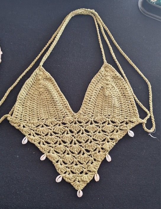 Beautiful Hand Made Crochet Halter Top With Shells 