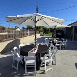 Umbrellas , Chairs , Tables 