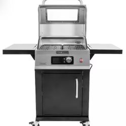 Outdoor Electric Grill in Black with Stainless Steel Lid and Control Panel