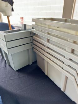 Large Lot of Plastic Storage Bins, Trays & Organizers
