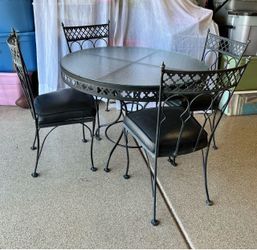 Wrought Iron Table and 4 Chairs Set