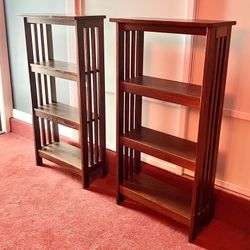 Pair of Art Deco Solid Dark Hardwood Bookcases