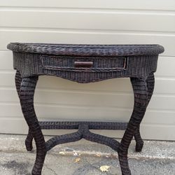 Entry Way Rattan Wicker Table With Drawer