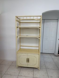 Rattan Etagere Bookcase with Cabinet