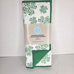 Martha Stewart Clover Pattern Reversible Kitchen Dish Drying Mat St Patricks Day