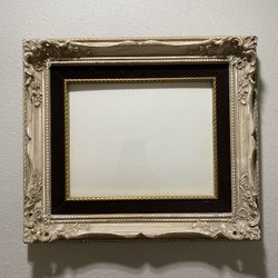 Vintage Ornate Decorative Picture Frame 8x10” Cream Brown Felt Liner Shabby Chic