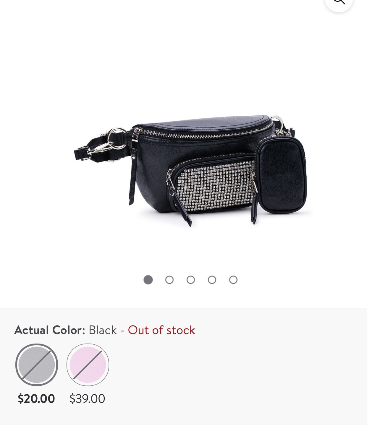 New with tags-Madden NYC Women's Crystal Fanny Pack Crossbody, Black