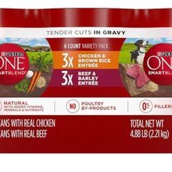 Purina ONE SmartBlend Wet Dog Food, Tender Cuts Variety Pack, 13 oz Cans, Pack of 6

