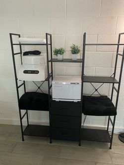 Black Metal Shelving Unit Set
