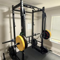 Titan fitness T-3 power rack with extras