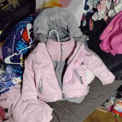 Girls Gerry 2 In 1 Heavy Coat With Detachable Inside Fleece Coat Size 4t