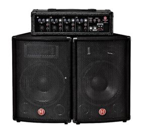Harbinger M60 PA System - 4 Channel Mixer - 2 Speakers