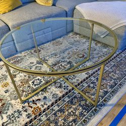 Coffee Table - Glass top and Cross legs