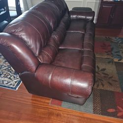 Leather Recliner Couch Dark Brown 